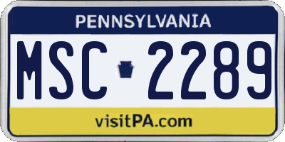 PA license plate MSC2289
