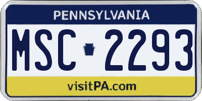 PA license plate MSC2293