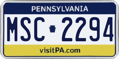 PA license plate MSC2294