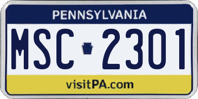PA license plate MSC2301