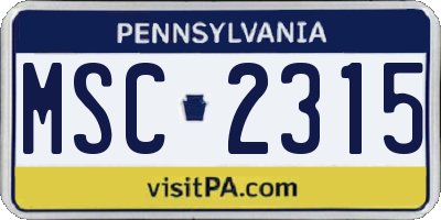 PA license plate MSC2315