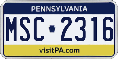 PA license plate MSC2316