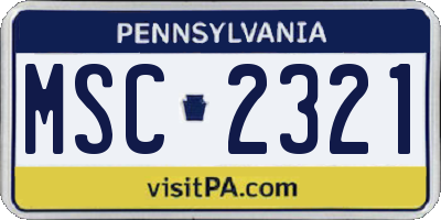 PA license plate MSC2321