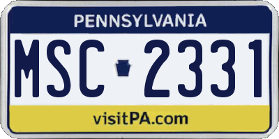 PA license plate MSC2331