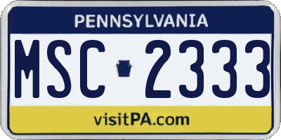 PA license plate MSC2333