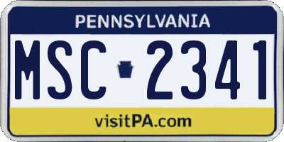 PA license plate MSC2341
