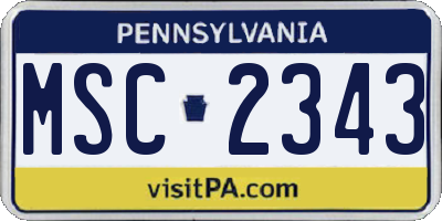 PA license plate MSC2343