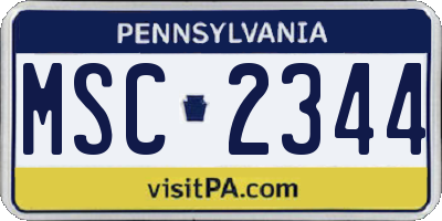 PA license plate MSC2344