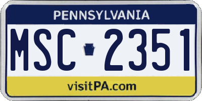 PA license plate MSC2351