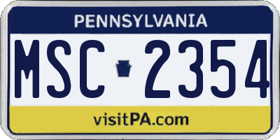 PA license plate MSC2354