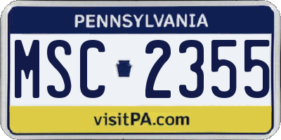 PA license plate MSC2355