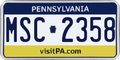 PA license plate MSC2358