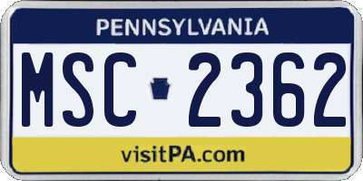 PA license plate MSC2362