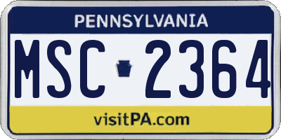 PA license plate MSC2364