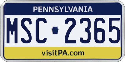 PA license plate MSC2365
