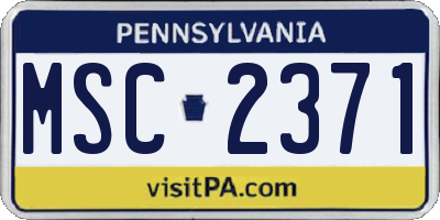 PA license plate MSC2371