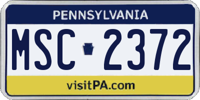 PA license plate MSC2372