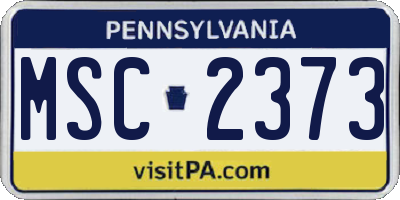 PA license plate MSC2373
