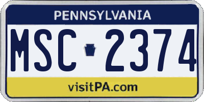 PA license plate MSC2374