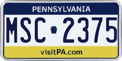 PA license plate MSC2375