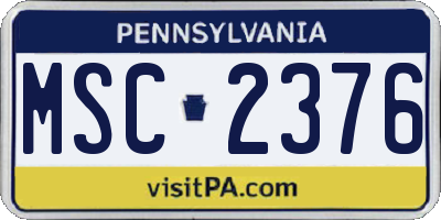 PA license plate MSC2376