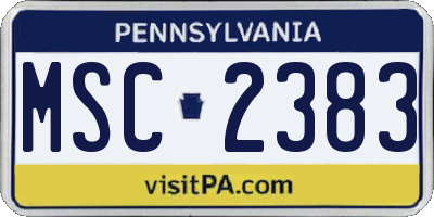 PA license plate MSC2383