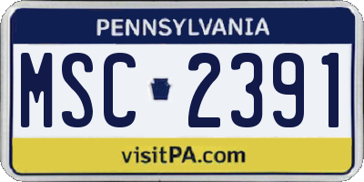 PA license plate MSC2391