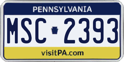 PA license plate MSC2393