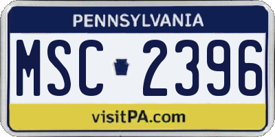 PA license plate MSC2396