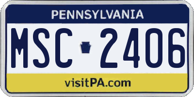 PA license plate MSC2406