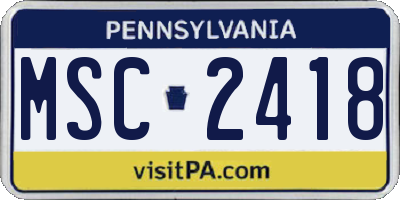 PA license plate MSC2418