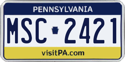 PA license plate MSC2421