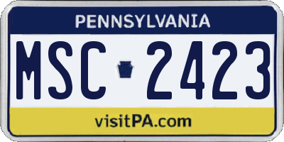PA license plate MSC2423