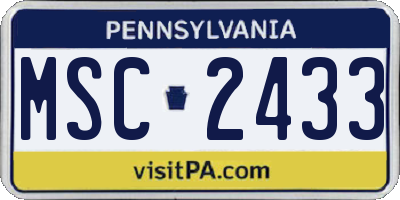 PA license plate MSC2433