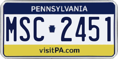 PA license plate MSC2451