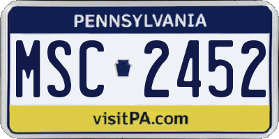 PA license plate MSC2452
