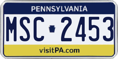 PA license plate MSC2453