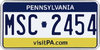 PA license plate MSC2454