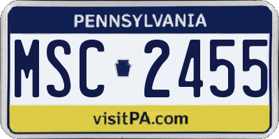 PA license plate MSC2455