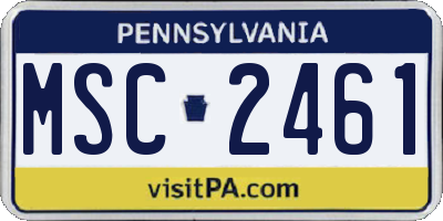 PA license plate MSC2461