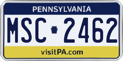 PA license plate MSC2462