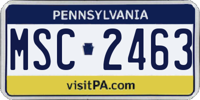 PA license plate MSC2463