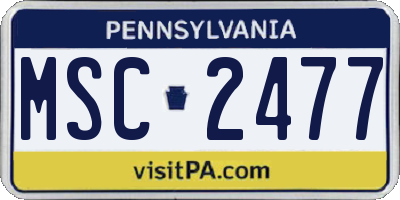 PA license plate MSC2477