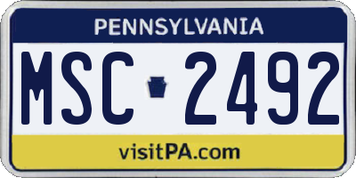 PA license plate MSC2492