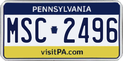 PA license plate MSC2496