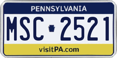 PA license plate MSC2521