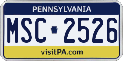 PA license plate MSC2526