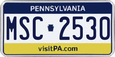 PA license plate MSC2530