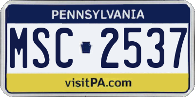 PA license plate MSC2537