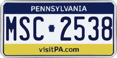 PA license plate MSC2538